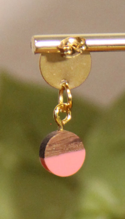 Small Pink Resin Wood Earrings