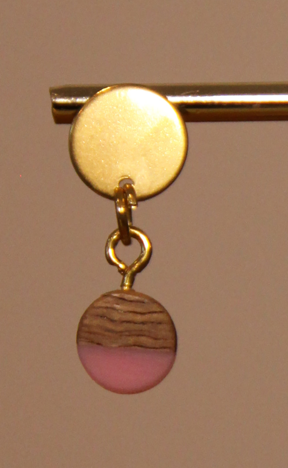 Small Pink Resin Wood Earrings
