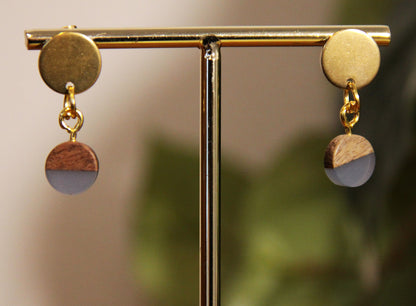 Small Gray Resin Wood Earrings