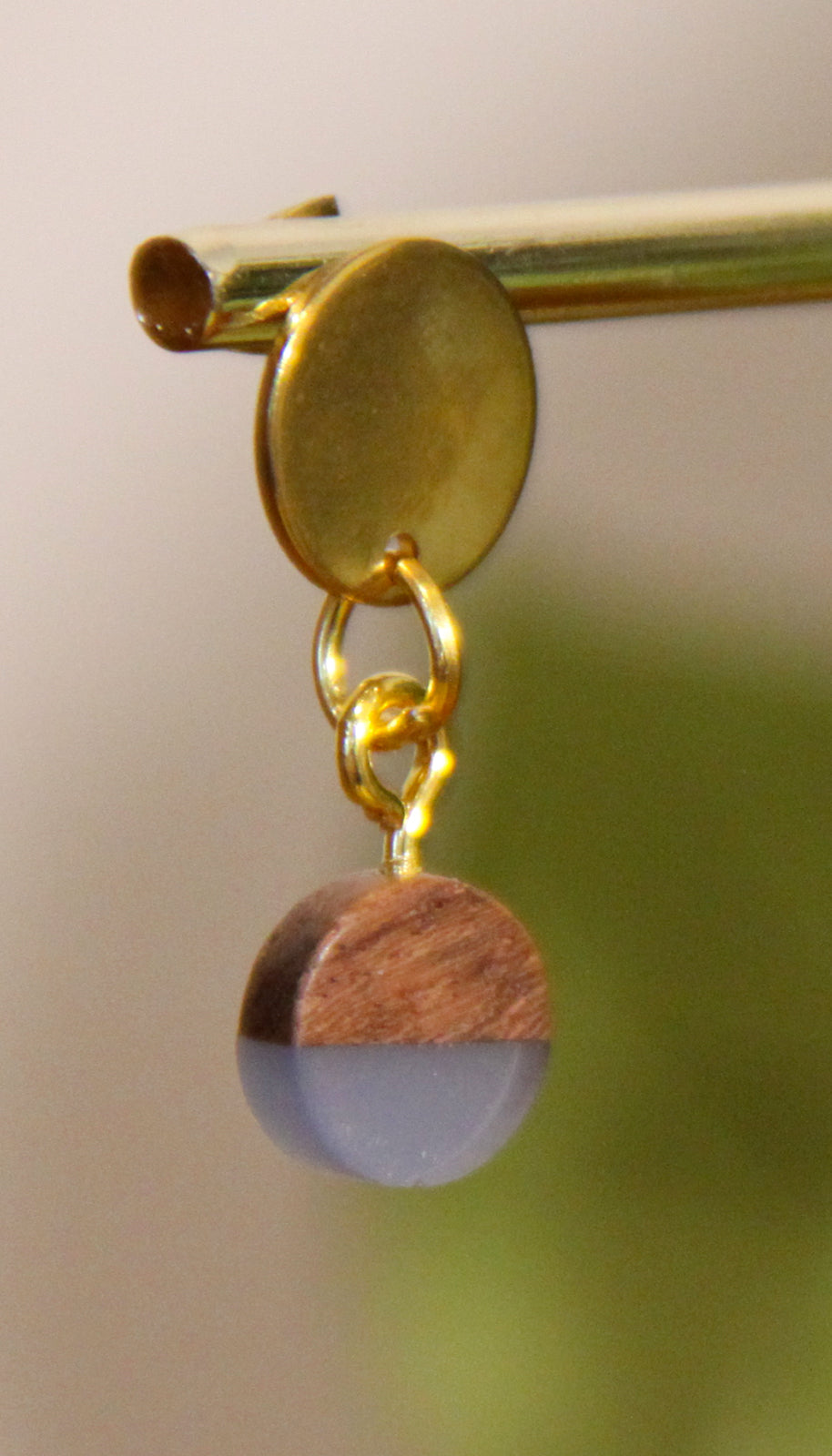 Small Gray Resin Wood Earrings