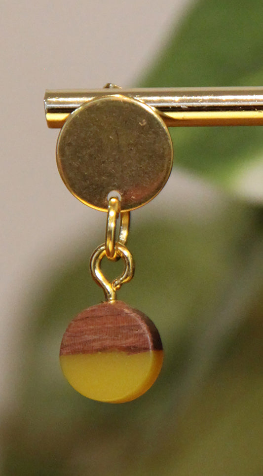 Small Yellow Resin Wood Earrings