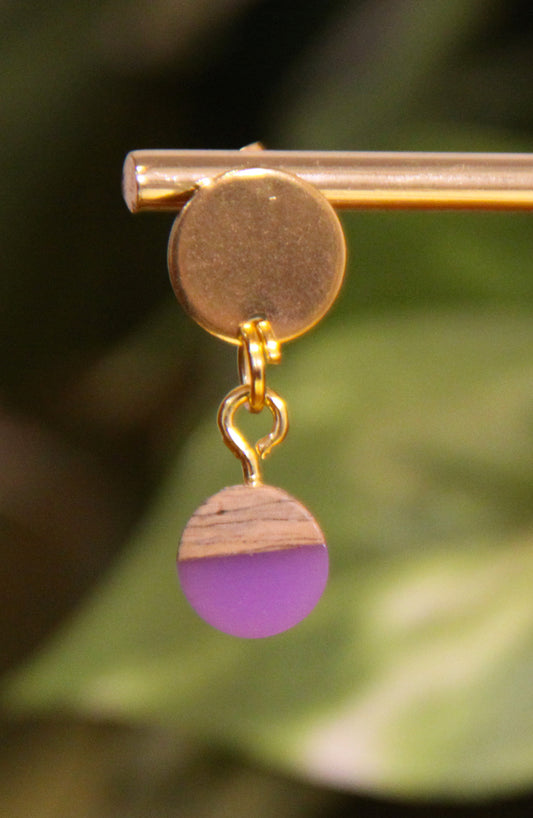 Small Purple Resin Wood Earrings