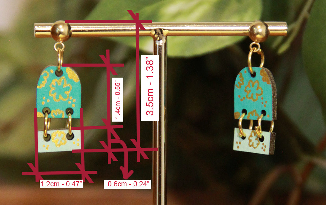 Small Teal Dangling Rectangular Earrings