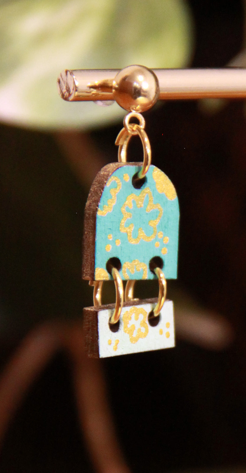 Small Teal Dangling Rectangular Earrings