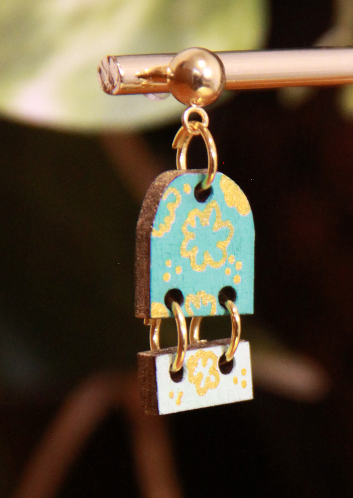 Small Teal Dangling Rectangular Earrings