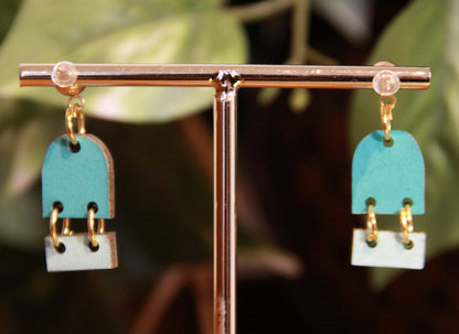 Small Teal Dangling Rectangular Earrings