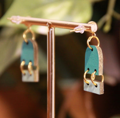 Small Teal Dangling Rectangular Earrings
