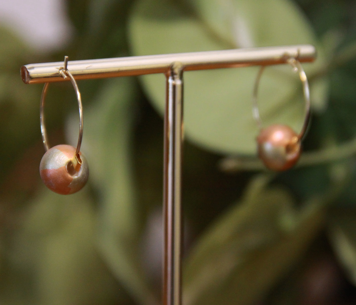 Small Gold Bead Hoop Earrings