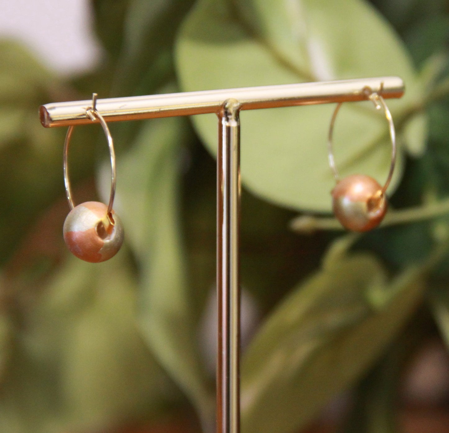 Small Gold Bead Hoop Earrings