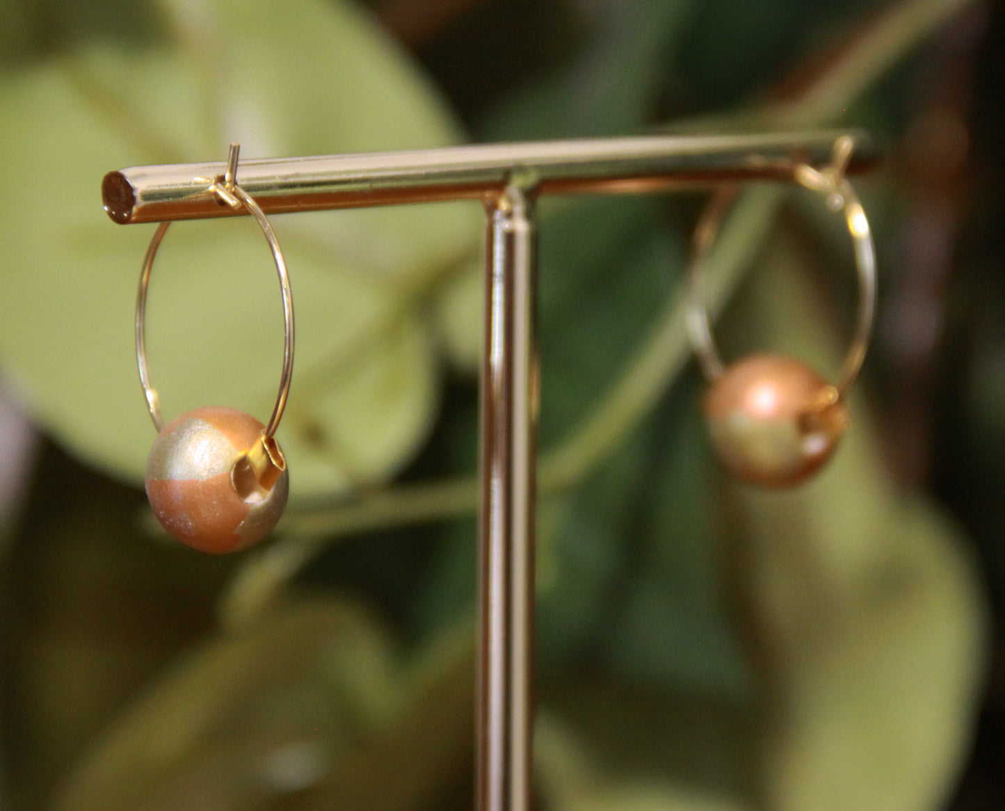 Small Gold Bead Hoop Earrings