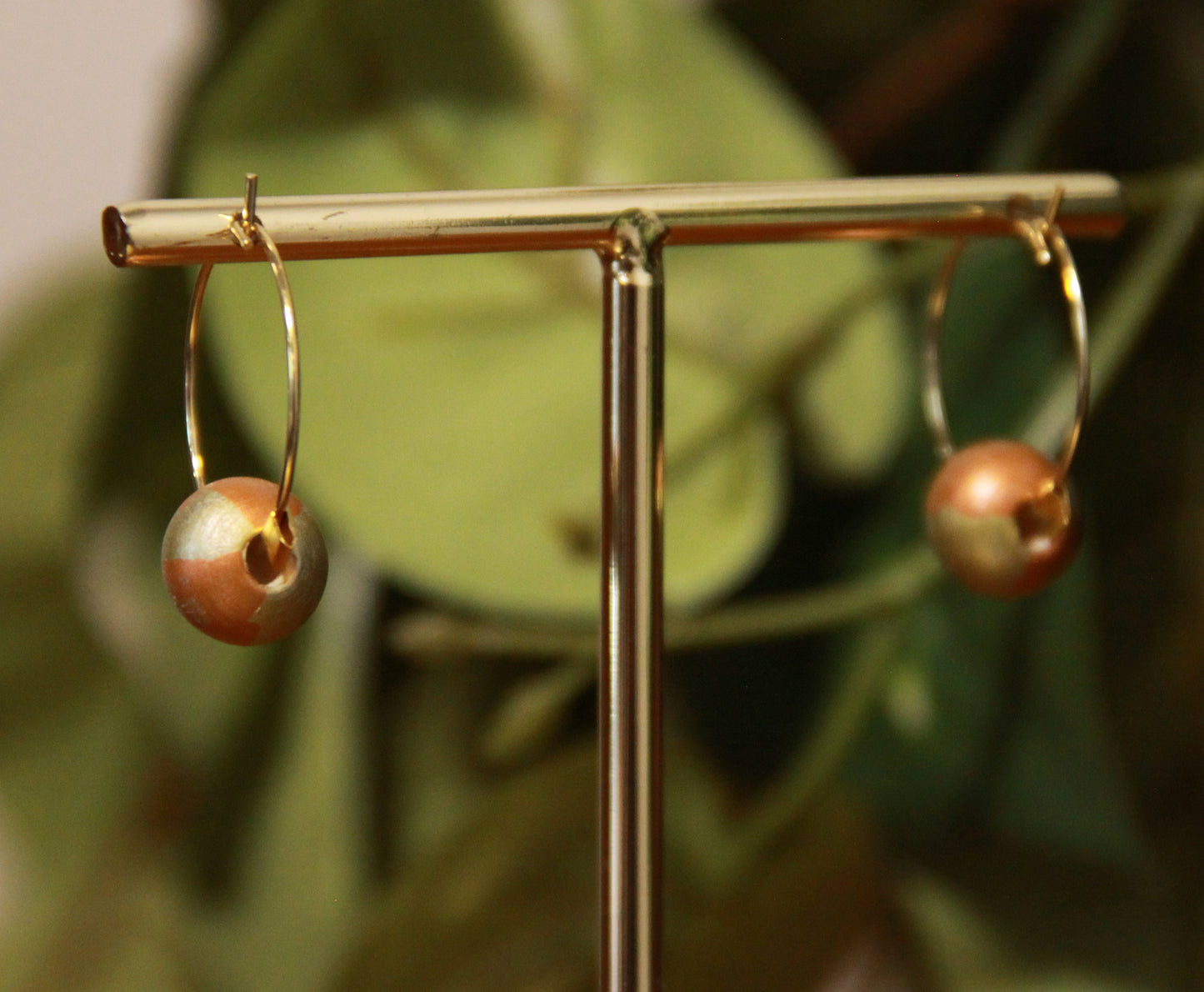 Small Gold Bead Hoop Earrings