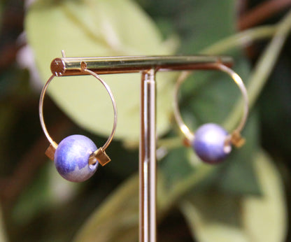 Small Blue Bead Hoop Earrings