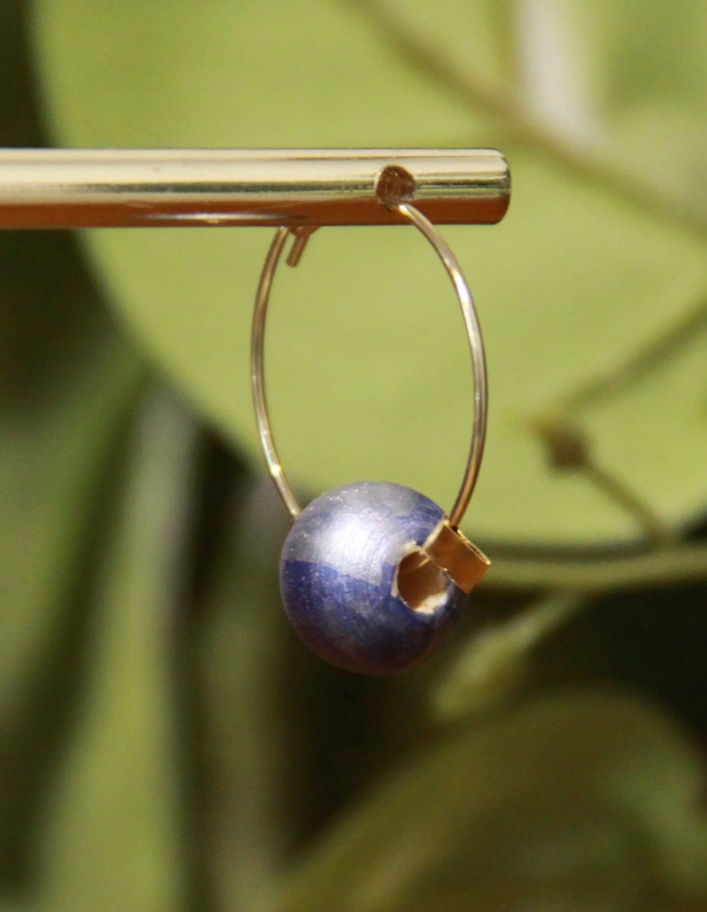 Small Blue Bead Hoop Earrings