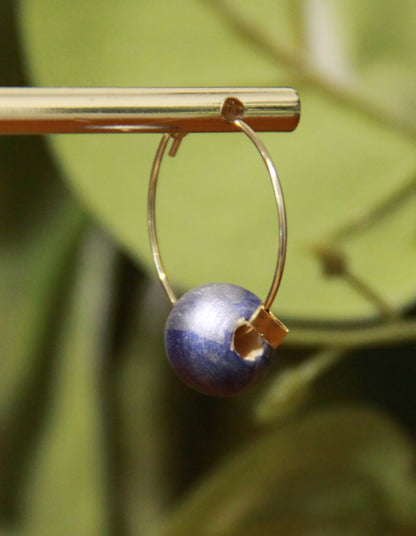 Small Blue Bead Hoop Earrings