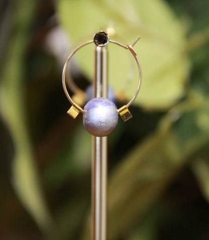 Small Blue Bead Hoop Earrings