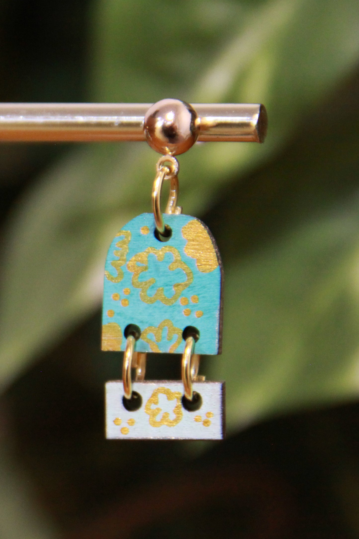 Small Teal Dangling Rectangular Earrings
