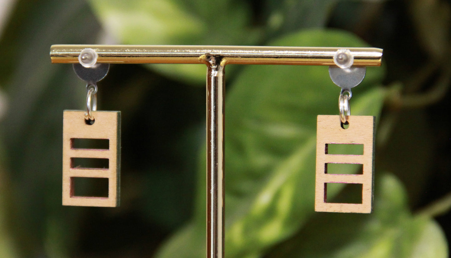 Small Blue Purple Squarish Rectangular Earrings