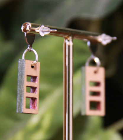 Small Blue Purple Squarish Rectangular Earrings