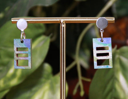 Small Blue Purple Squarish Rectangular Earrings
