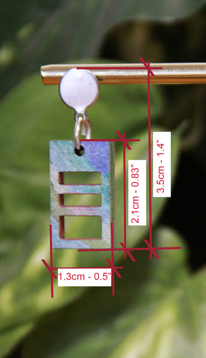 Small Blue Purple Squarish Rectangular Earrings