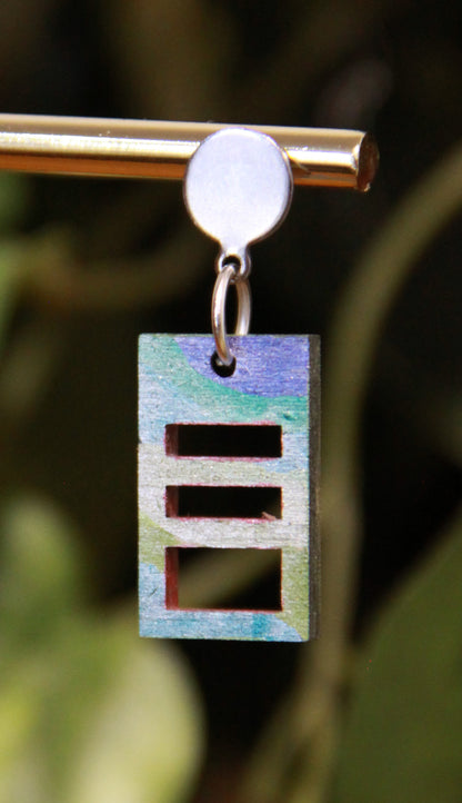 Small Blue Purple Squarish Rectangular Earrings