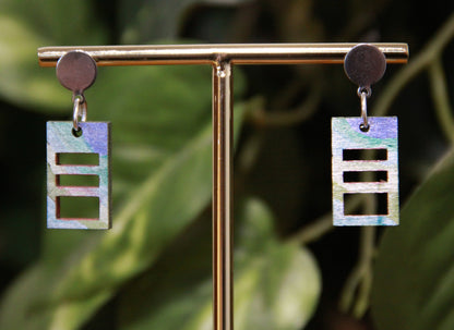 Small Blue Purple Squarish Rectangular Earrings