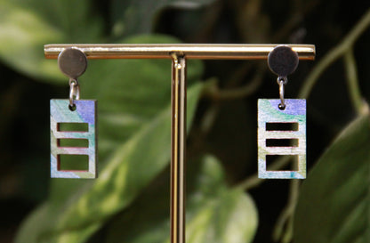 Small Blue Purple Squarish Rectangular Earrings